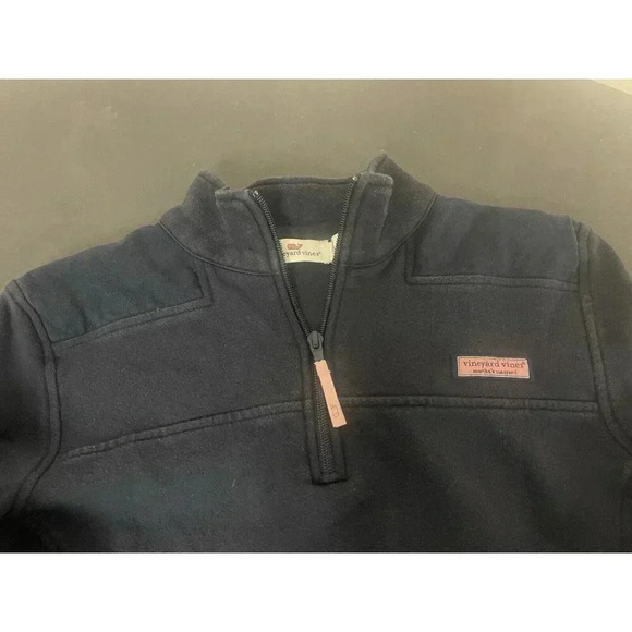 Vineyard Woman’s Pullover Collard Quarter Zip Navy Blue Sweater Medium - Picture 3 of 6